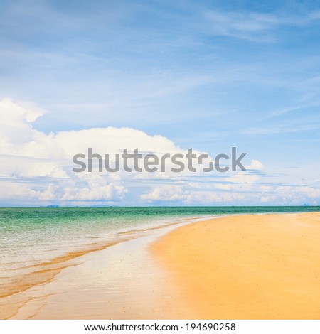 landscape with sea, sky and beach, at sunny day