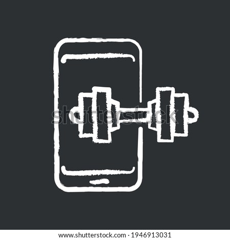 Mobile application for training chalk icon. Health and training. Sport lifestyle. Thin line customizable illustration. Contour symbol. Vector isolated outline drawing.