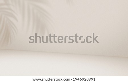 Empty palm shadow brown color texture pattern cement wall background. Used for presentation  business nature organic cosmetic products for sale shop online. Summer tropical beach with minimal concept.
