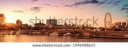 The old port of Montreal at sunset, Quebec, Canada