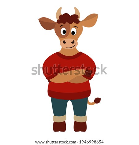 Funny bull. Taurus zodiac sign. Vector illustration for design