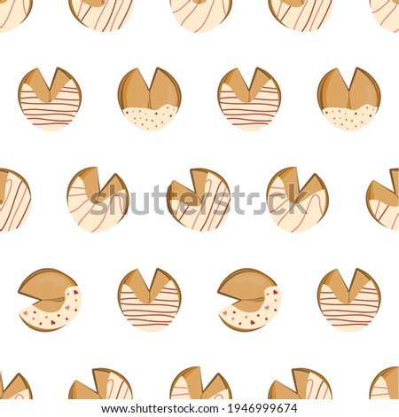 Seamless pattern with glazed Chinese fortune cookies. Vector illustration.
