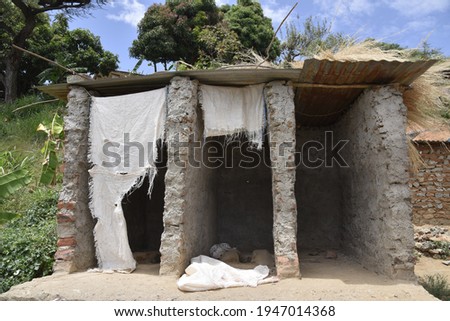 An unfinished pit latrine that was built by a rural community in Kenya, Africa Royalty-Free Stock Photo #1947014368