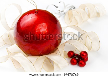 Christmas decoration with red and gold on white background