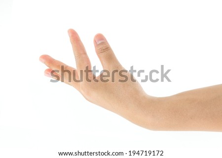 Hand pose like picking something isolated on white