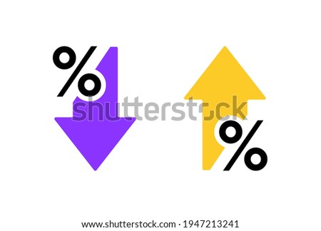Percentage with arrow up and down, line icon. Percentage arrow with percent sign. Design concept for banking, credit, interest rate, finance and money sphere. Royalty-Free Stock Photo #1947213241