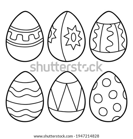Vector illustration coloring page of cartoon easter eggs for children, coloring and scrap book, printable