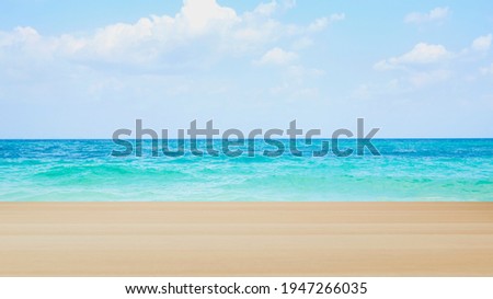 Perspective wood brown color texture with a beautiful nature  blur ocean backdrop used for display or montage your products