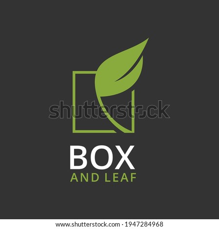 leaf green and box logo design vector