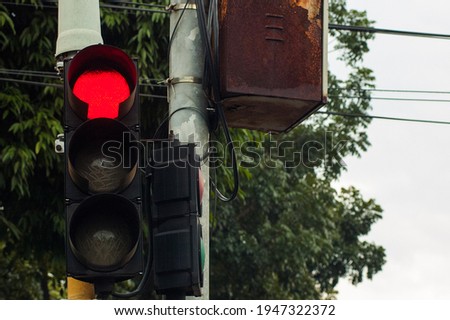 A red traffic lights in Bandung