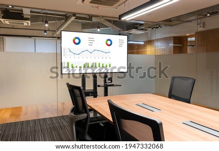 Television with presentation slideshow in meeting room