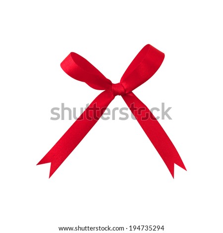 Red bow ribbon on white background.