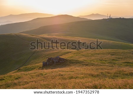 Summer evening in the Ukrainian Carpathian mountains on Borzhava 