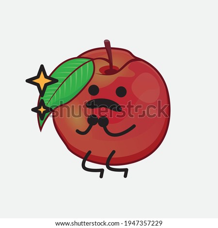 Vector Illustration of Nectarine Fruit Character with cute face, simple hands and leg line art on Isolated Background. Flat cartoon doodle style.