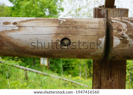 old wooden fence with knots. High quality photo