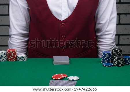 poker tournament start concept, table close-up view