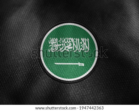 Saudi Arabia flag isolated on black with clipping path. flag symbols of Saudi Arabia. Saudi Arabia flag frame with empty space for your text.