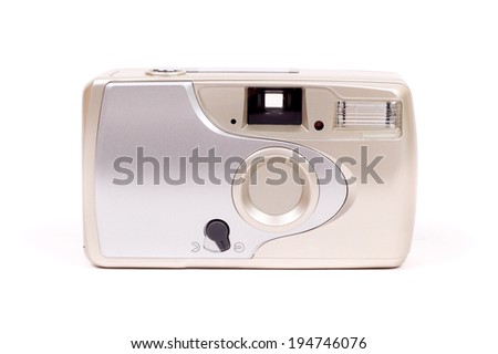 silver compact photo camera isolated 