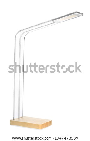 Stylish table lamp isolated on white. Modern device