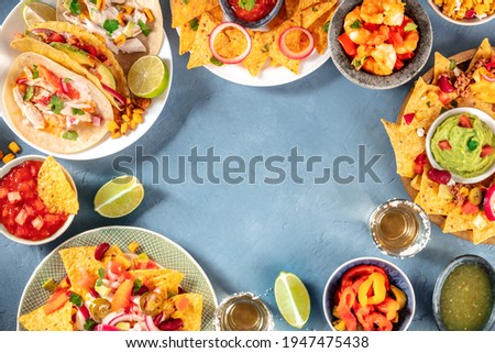 Mexican food frame, shot from the top with a place for text