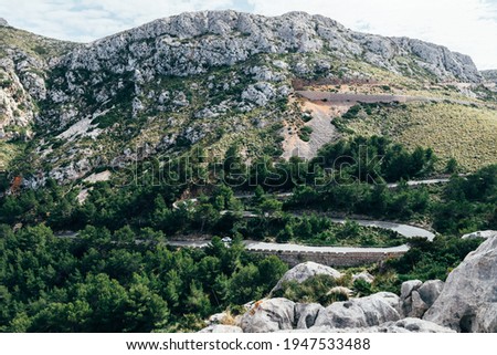 Palma de Mallorca or Majorca, Balearic Islands, Spain, part of winding road leading Formentor, popular cycling route