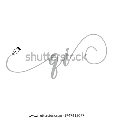 Initial QI logo handwriting business illustration fashion simple