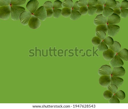 Made design shamrock four leaf clover frame use for background, Copy space for ad banner, Good luck, Stock photos 