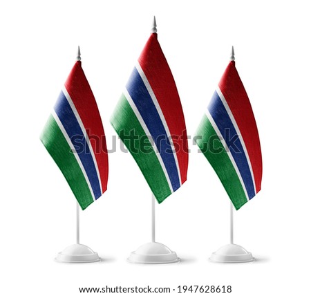 Small national flags of the Gambia on a white background