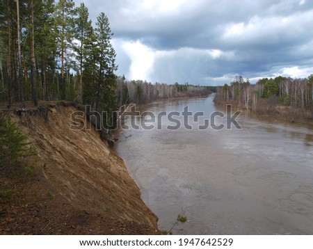 Spring flood on the Kem River. Monastyrskoye Lake area