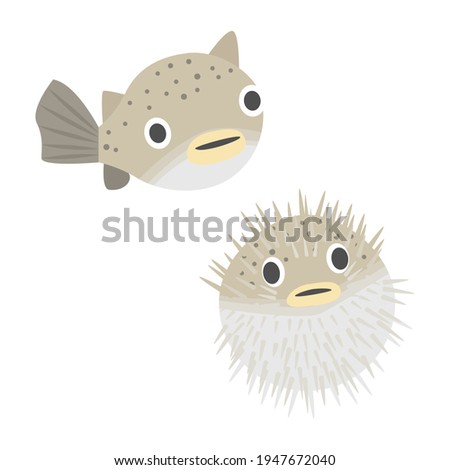 Vector illustration set of porcupinefish