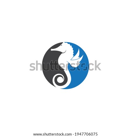 Sea horse illustration logo vector flat design