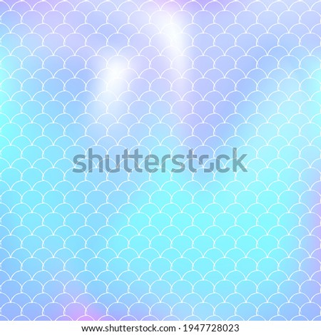 Gradient mermaid background with holographic scales. Bright color transitions. Fish tail banner and invitation. Underwater and sea pattern for girlie party. Iridescent backdrop with gradient mermaid.