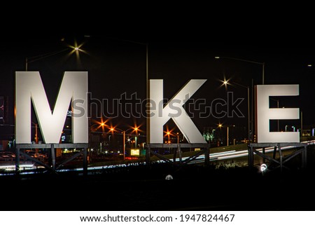 The MKE sign for Milwaukee, WI