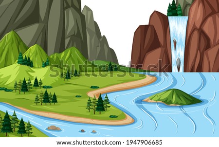 Land and water geography landscape illustration