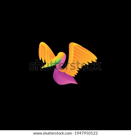 Vector Logo Illustration Pelican Elegant Gradient Colorful