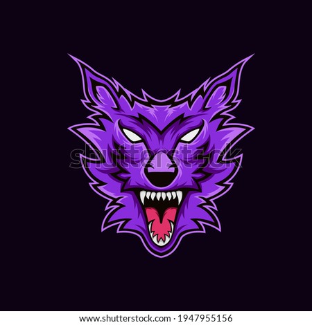 Angry wolf head mascot logo illustration