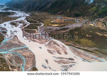 Aerial photography of natural scenery of Tibetan rivers and canyons