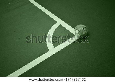ball on conner green and white background monochrome picture
