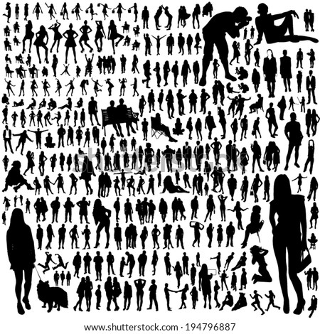 Set of people silhouettes Royalty-Free Stock Photo #194796887