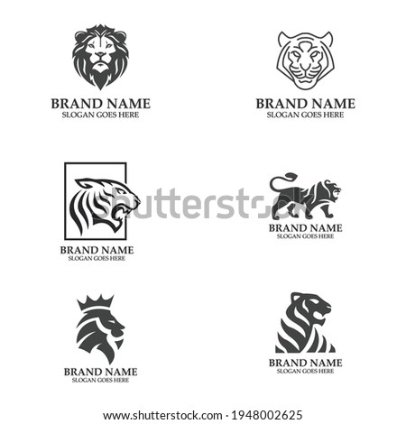 Minimalistic Lion Brand Logo with 6style. 
