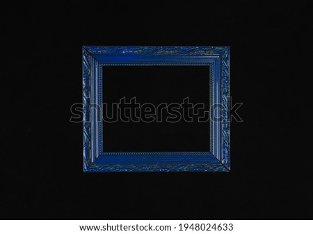 blue elegant frame, baroque style, dark background