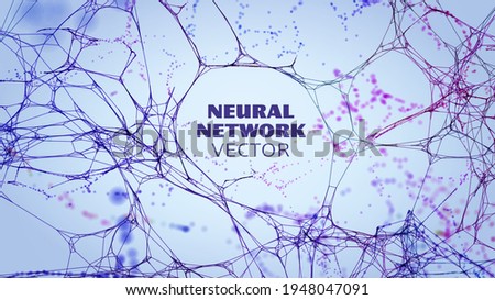 Neural network artificial intelligence vector background. Machine network neurons. Blockchain database. Neural interface. IOT Royalty-Free Stock Photo #1948047091