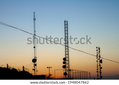 Comms towers on top of Monte Bom Jesus Royalty-Free Stock Photo #1948047862