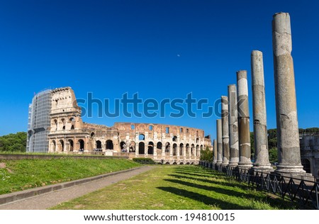 View of Colosseum from Temple of Venus and Roma