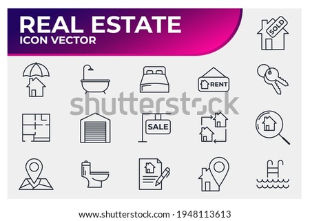 Set of Real Estate icon. Real Estate property, mortgage pack symbol template for graphic and web design collection logo vector illustration