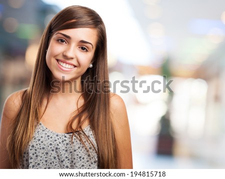 portrait of pretty young woman smiling closeup Royalty-Free Stock Photo #194815718