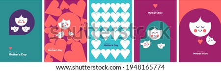 Mom's day. Women's Day. Vector flat illustration. Abstract backgrounds, patterns about mothers day. Hearts, abstract geometric shapes. Perfect for poster, label, banner, invitation. Mom with a child. Royalty-Free Stock Photo #1948165774