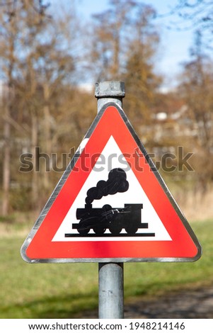 Level Crossing With Barrier Or Gate Ahead Road Sign Stock Photos And Images Avopix Com