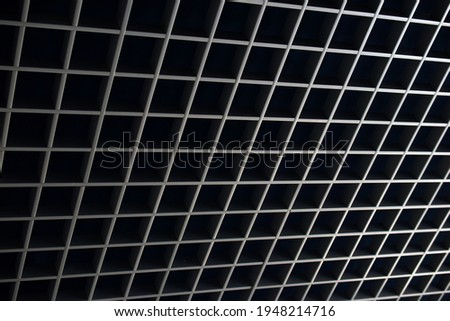 Ceiling made of metal grating "albes" grillato "pyramidal" with spotlights