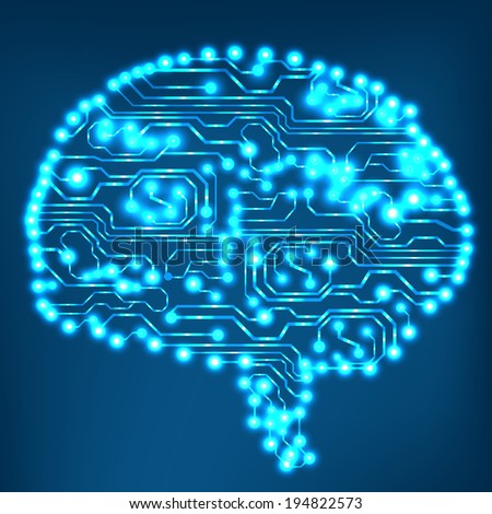 Circuit board computer style brain vector technology background. EPS10 illustration with abstract circuit brain 
